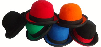 Image of colorful hats piled on top of each other
